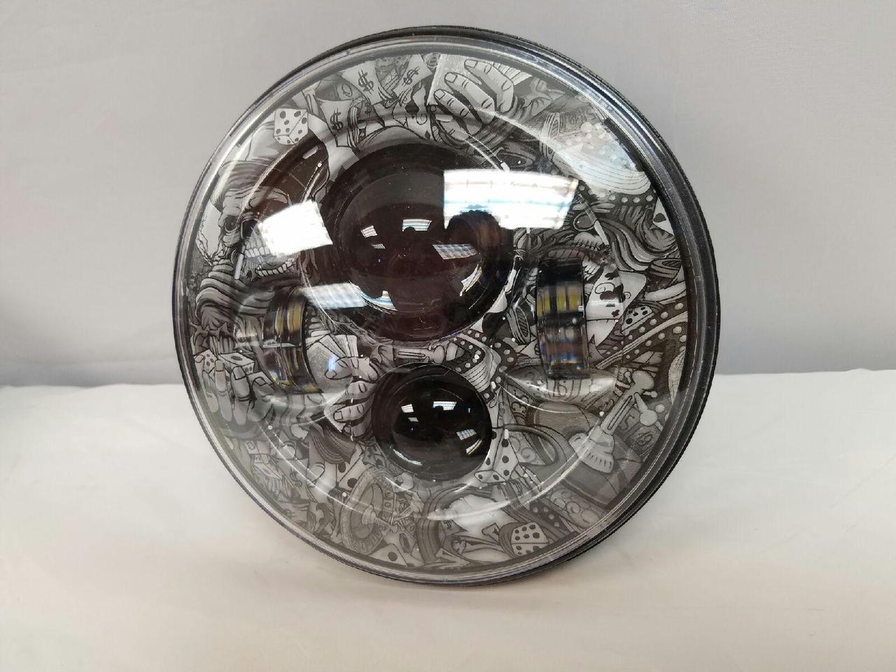 7" DAYMAKER Replacement Dicey Gamble Design Projector HID LED Light Bulb Headlight Motorcycle Harley - Image 4