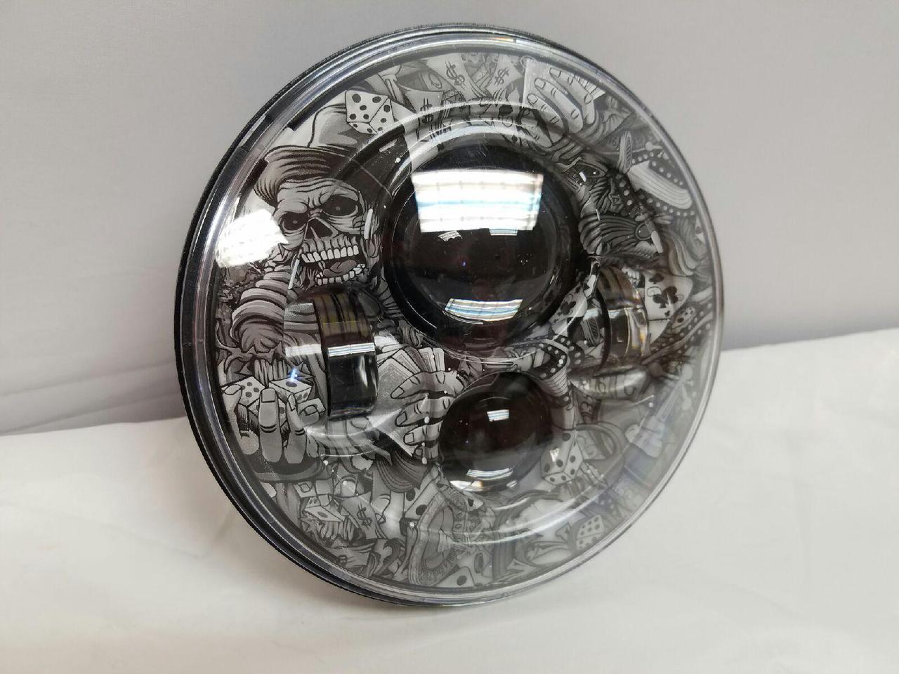 7" DAYMAKER Replacement Dicey Gamble Design Projector HID LED Light Bulb Headlight Motorcycle Harley - Image 5