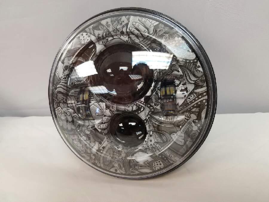 7" DAYMAKER Replacement Dicey Gamble Design Projector HID LED Light Bulb Headlight Motorcycle Harley - Image 6