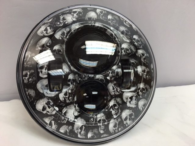 7" DAYMAKER Replacement Skull Fever Design Projector HID LED Light Bulb Headlight Motorcycle Harley - Image 5