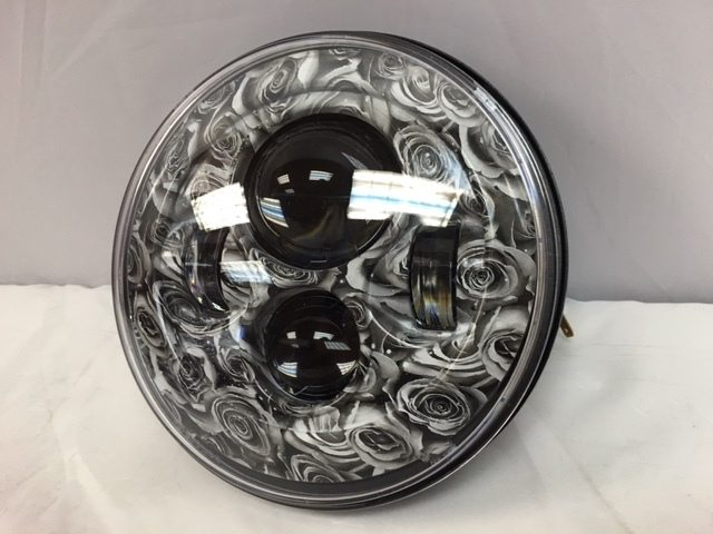 7" DAYMAKER Replacement Black Rose Design Projector HID LED Light Bulb Headlight Motorcycle Harley - Image 3