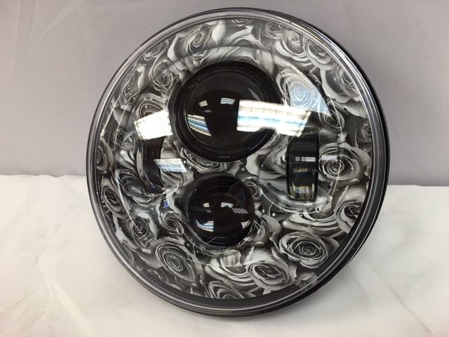 7" DAYMAKER Replacement Black Rose Design Projector HID LED Light Bulb Headlight Motorcycle Harley - Image 4