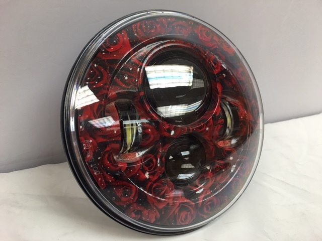 7" DAYMAKER Replacement Red Roses Design Projector HID LED Light Bulb Headlight Motorcycle Harley - Image 2