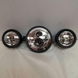7" Kawasaki Voyager & Vaquero DAYMAKER Headlight Dual 4.5" - 4 1/2" Auxiliary AUX Chrome Spot Passing LED Fog Lights SET