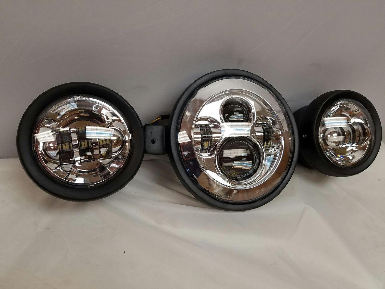 7" Kawasaki Voyager & Vaquero DAYMAKER Headlight Dual 4.5" - 4 1/2" Auxiliary AUX Chrome Spot Passing LED Fog Lights SET - Image 3