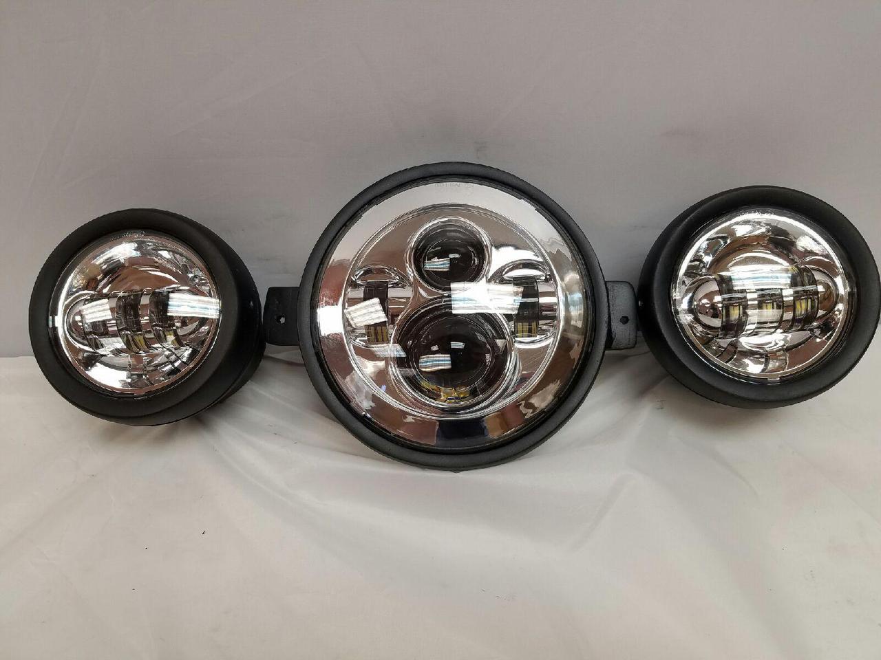 7" Kawasaki Voyager & Vaquero DAYMAKER Headlight Dual 4.5" - 4 1/2" Auxiliary AUX Chrome Spot Passing LED Fog Lights SET - Image 4