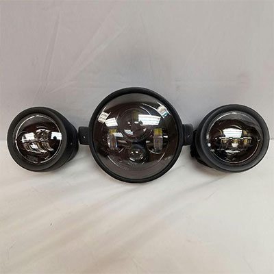 7" Kawasaki Voyager & Vaquero DAYMAKER Headlight Dual 4.5" - 4 1/2" Auxiliary AUX Black Spot Passing LED Fog Lights SET