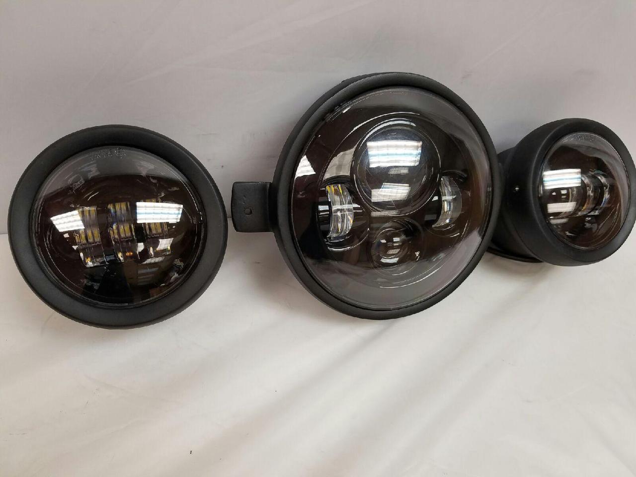 7" Kawasaki Voyager & Vaquero DAYMAKER Headlight Dual 4.5" - 4 1/2" Auxiliary AUX Black Spot Passing LED Fog Lights SET - Image 6