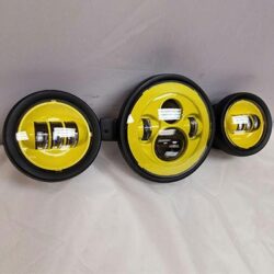 7" Kawasaki Voyager & Vaquero DAYMAKER Headlight Dual 4.5" - 4 1/2" Auxiliary AUX Yellow Spot Passing LED Fog Lights SET