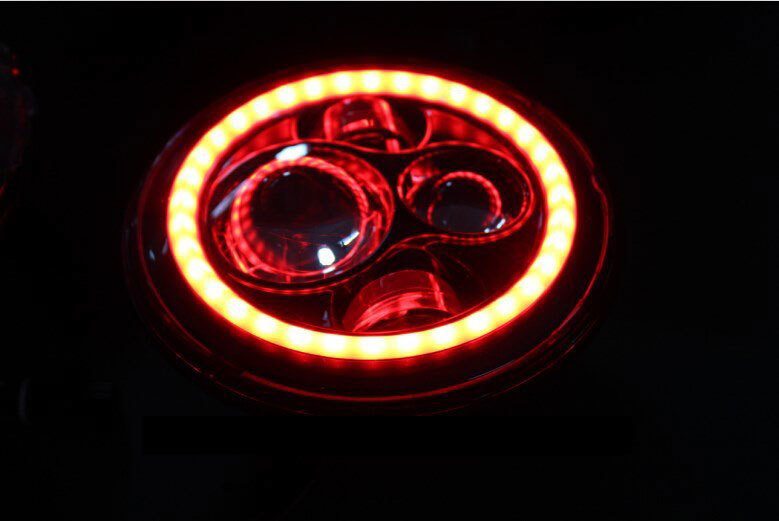 7" DAYMAKER Replacement Chrome Angel Eye RED HALO Projector LED Light Bulb Headlight Motorcycle Harley - Image 2