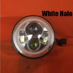 7" DAYMAKER Replacement Chrome Angel Eye WHITE HALO Projector LED Light Bulb Headlight Motorcycle Harley