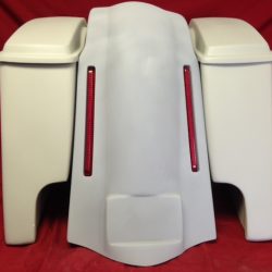 Harley Davidson 4" Extended Stretched Saddlebags Lids & LED Lights Rear Fender
