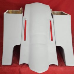 Harley Davidson 6" Extended Out And Down Saddlebags with Custom LED Lights Rear Fender - No Lids
