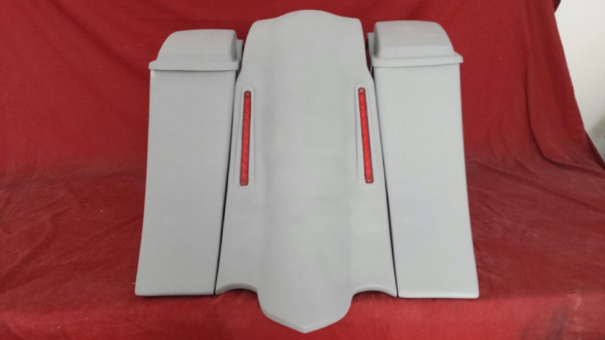 Harley Davidson 6" Extended Out & Down Saddlebags with Lids & Custom Rear LED Fender - No Cut Outs
