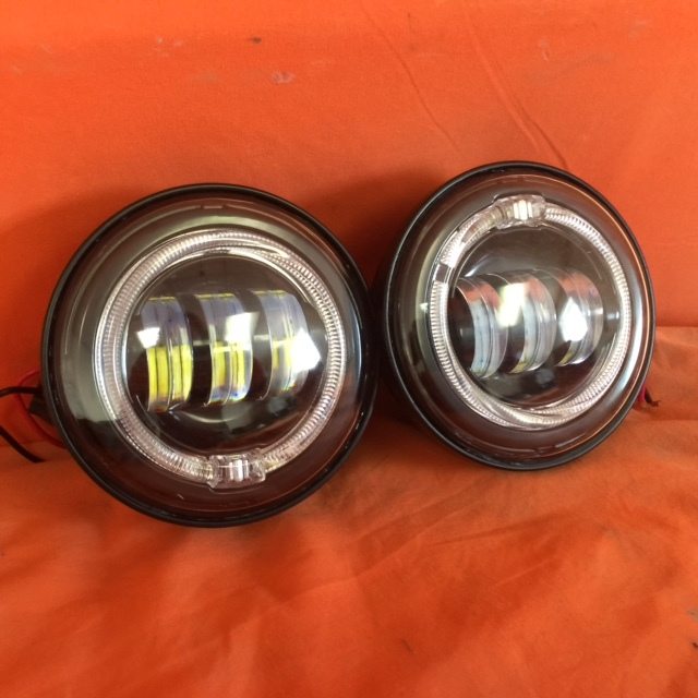 4.5" Auxiliary DAYMAKER Black Spot With ORANGE Halo Passing HID LED Fog Lights Bulb Motorcycle Harley AUX PAIR 4-1/2" - Image 3