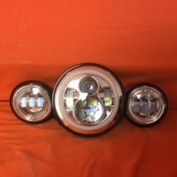 7" DAYMAKER White HALO Headlight Dual 4.5" - 4 1/2" HALO Auxiliary AUX Chrome Spot Passing LED Fog Lights Bulb Harley SET