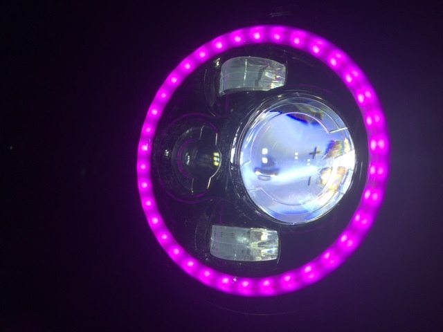 7" DAYMAKER Black Angel Eye PINK HALO HID LED Light Bulb Headlight Motorcycle Kawasaki Vulcan Nomad 1500 / 1600 - Image 3