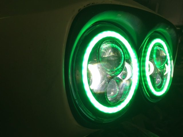 DUAL 7" DAYMAKER GREEN HALO LED Replacement ROAD GLIDE Chrome Light Bulb Headlight Motorcycle Harley Bezel - Image 8