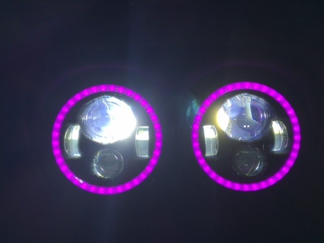 DUAL 7" DAYMAKER 2014 - 2018 PINK HALO LED Replacement ROAD GLIDE Black Light Bulb Headlight Harley Bezel - Image 18