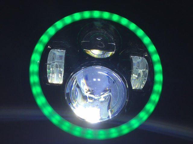 7" DAYMAKER Black Angel Eye GREEN with HALO LED Light Bulb Headlight Motorcycle Kawasaki Vulcan Nomad 1500 / 1600 - Image 4