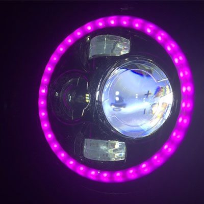 7" DAYMAKER Black Angel Eye PINK HALO HID LED Light Bulb Headlight Motorcycle Kawasaki Vulcan Nomad 1500 / 1600