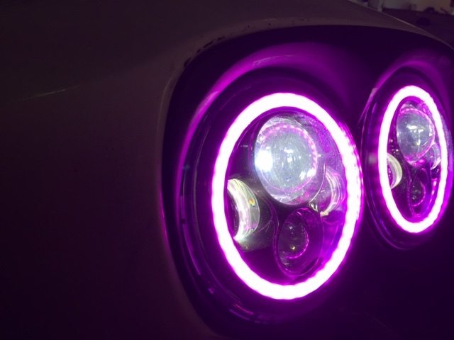 DUAL 7" DAYMAKER 2014 - 2018 PINK HALO LED Replacement ROAD GLIDE Black Light Bulb Headlight Harley Bezel - Image 19
