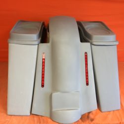 Harley Davidson 4" Extended Stretched Saddlebags + Dual 6 x 9 Speaker Lids & Replacement LED Fender 09 - 13 - No Cut Outs