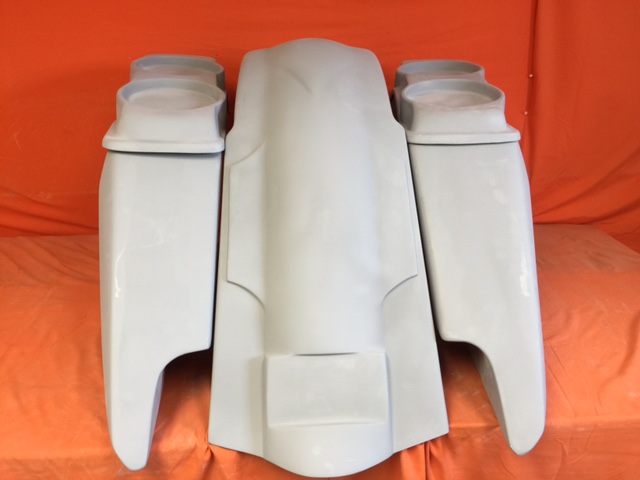 Harley Davidson 5" Fifty Five Extended Stretched Saddlebag Fender Kit - Dual Cut Outs Dual 6.5" Speaker Lids