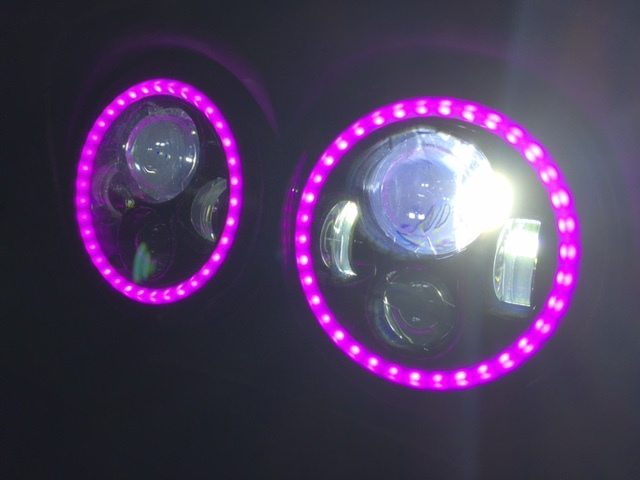 DUAL 7" DAYMAKER 2014 - 2018 PINK HALO LED Replacement ROAD GLIDE Black Light Bulb Headlight Harley Bezel - Image 21