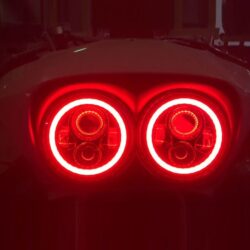 DUAL 7" DAYMAKER 2014 - 2018   RED HALO LED Replacement ROAD GLIDE Chrome Light Bulb Headlight Harley   Bezel