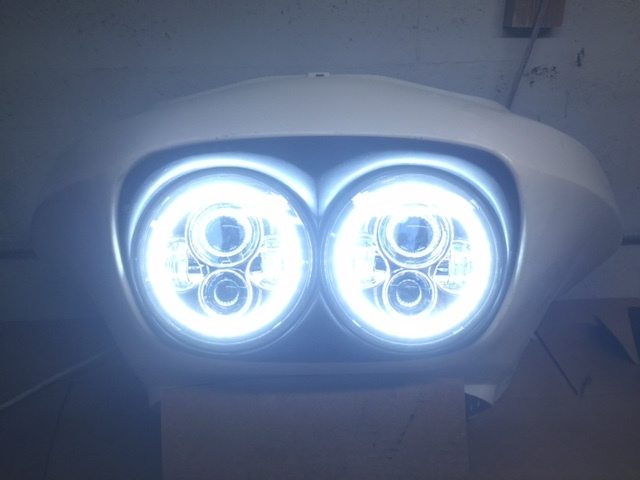 DUAL 7" DAYMAKER 2014 - 2018 WHITE HALO LED Replacement ROAD GLIDE Black Light Bulb Headlight Harley Bezel - Image 5