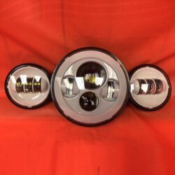 7" DAYMAKER WHITE Headlight Dual White 4.5" - 4 1/2" Auxiliary AUX Spot Passing LED Fog Lights Bulb Harley SET