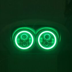 DUAL 7" DAYMAKER GREEN HALO LED Replacement ROAD GLIDE Black Light Bulb Headlight Motorcycle Harley Bezel