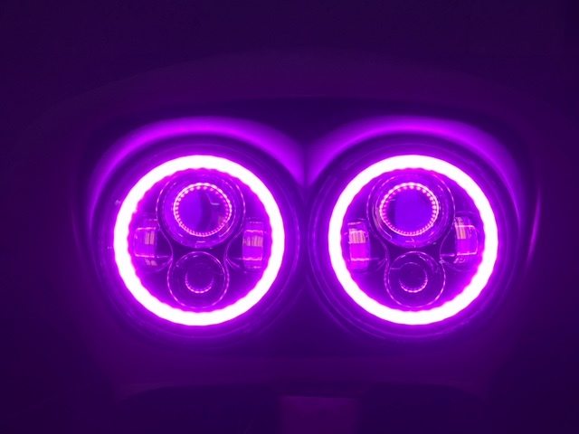 DUAL 7" DAYMAKER 2014 - 2018 PINK HALO LED Replacement ROAD GLIDE Black Light Bulb Headlight Harley Bezel - Image 3