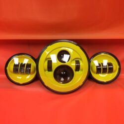 7" DAYMAKER YELLOW Headlight Dual Yellow 4.5" - 4 1/2" Auxiliary AUX Spot Passing LED Fog Lights Bulb Harley SET