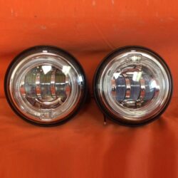 4.5" Auxiliary DAYMAKER Chrome Spot With Orange Halo Passing HID LED Fog Lights Bulb Motorcycle Harley AUX PAIR 4-1/2"