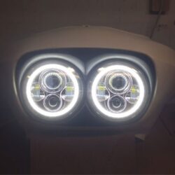 DUAL 7" DAYMAKER WHITE HALO LED Replacement ROAD GLIDE Black Light Bulb Headlight Motorcycle Harley Beze