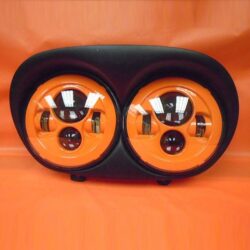 DUAL 7" ORANGE DAYMAKER 2014 - 2018 LED ROAD GLIDE Black Light Bulb Headlight Harley Bezel
