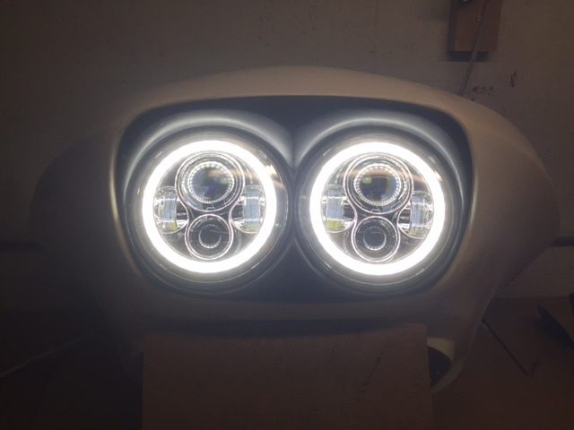 DUAL 7" DAYMAKER WHITE HALO LED Replacement ROAD GLIDE Black Light Bulb Headlight Motorcycle Harley Bezel - Image 7