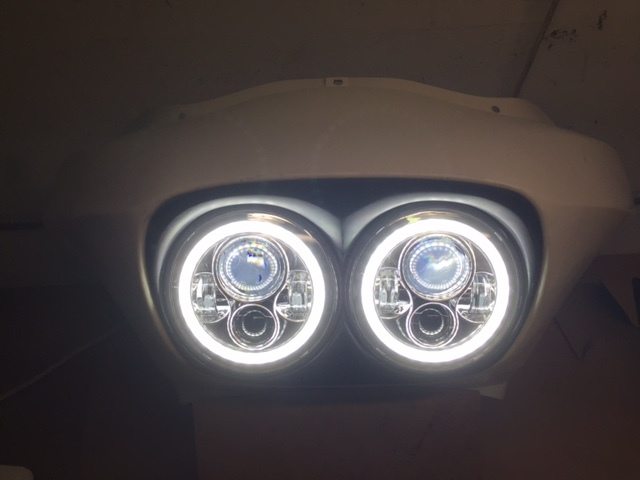 DUAL 7" DAYMAKER 2014 - 2018 WHITE HALO LED Replacement ROAD GLIDE Chrome Light Bulb Headlight Harley Bezel - Image 6