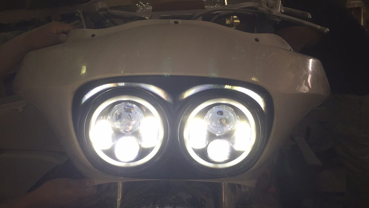 DUAL 7" DAYMAKER 2014 - 2018 WHITE HALO LED Replacement ROAD GLIDE Black Light Bulb Headlight Harley Bezel - Image 7