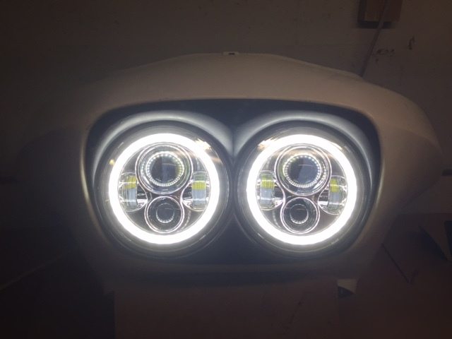 DUAL 7" DAYMAKER WHITE HALO LED Replacement ROAD GLIDE Black Light Bulb Headlight Motorcycle Harley Bezel - Image 8