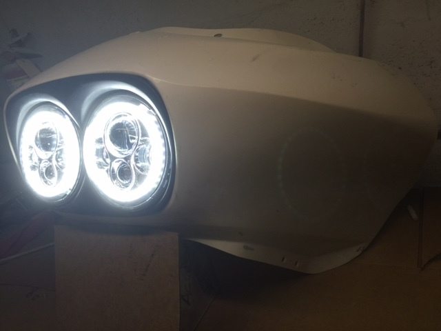 DUAL 7" DAYMAKER 2014 - 2018 WHITE HALO LED Replacement ROAD GLIDE Chrome Light Bulb Headlight Harley Bezel - Image 8