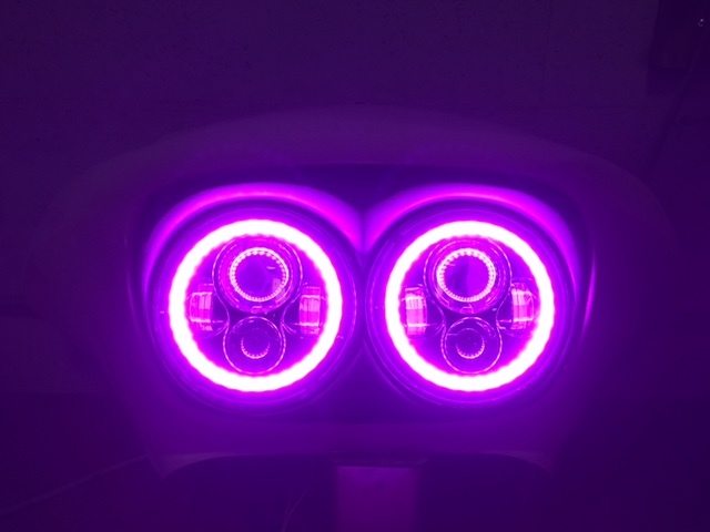 DUAL 7" DAYMAKER 2014 - 2018 PINK HALO LED Replacement ROAD GLIDE Black Light Bulb Headlight Harley Bezel - Image 4
