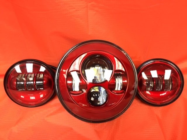 7" DAYMAKER RED Headlight Red Dual 4.5" - 4 1/2" Auxiliary AUX Spot Passing LED Fog Lights Bulb Harley SET - Image 7