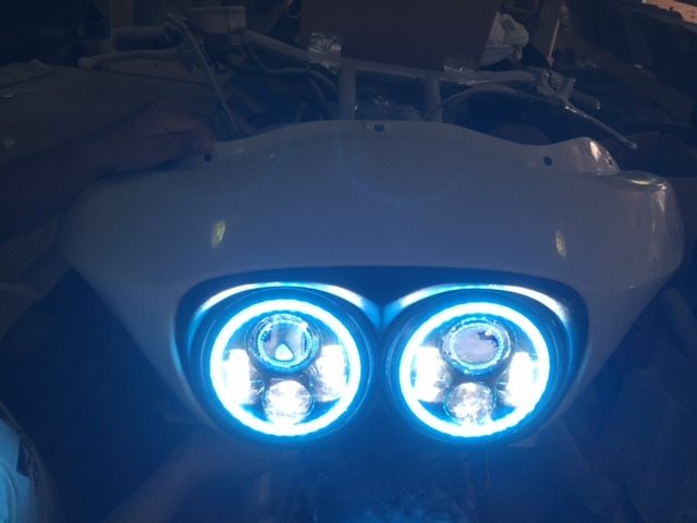 DUAL 7" DAYMAKER BLUE HALO LED Replacement ROAD GLIDE Chrome Light Bulb Headlight Motorcycle Harley Bezel - Image 5