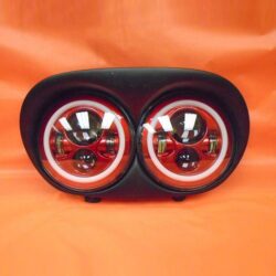 DUAL 7" RED DAYMAKER 2014 - 2018 RED HALO LED ROAD GLIDE Black Light Bulb Headlight Harley Bezel