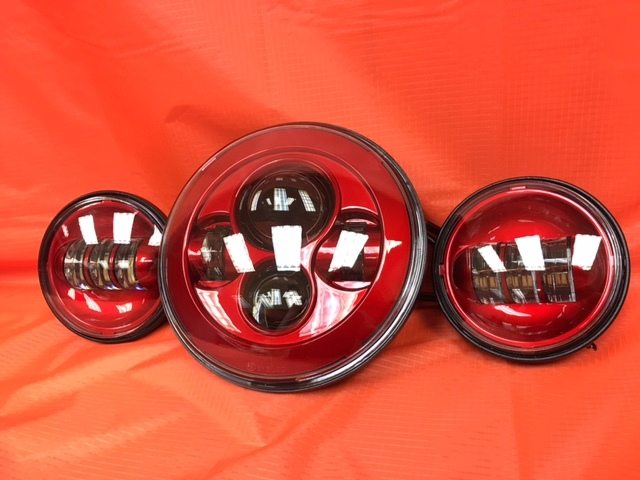 7" DAYMAKER RED Headlight Red Dual 4.5" - 4 1/2" Auxiliary AUX Spot Passing LED Fog Lights Bulb Harley SET - Image 5