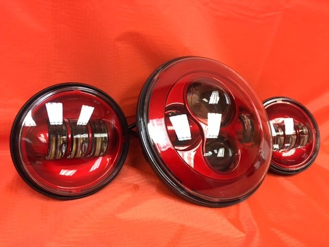 7" DAYMAKER RED Headlight Red Dual 4.5" - 4 1/2" Auxiliary AUX Spot Passing LED Fog Lights Bulb Harley SET - Image 4