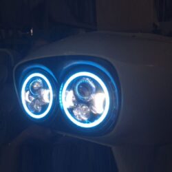 DUAL 7" DAYMAKER 2014 - 2018 BLUE HALO LED Replacement ROAD GLIDE Black Light Bulb Headlight Harley Bezel